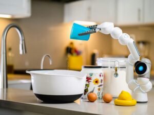 Robot arm assisting in cooking, representing smarter and healthier lifestyle gadgets.