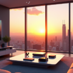 "Step into a Smarter Future with Top 5G Gadgets and Cutting-Edge Tech Innovations" "A futuristic living room featuring cutting-edge gadgets and a sleek smart TV, surrounded by warm golden hour light."