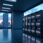 "Unlock Blockchain's Cybersecurity Secrets: Budget-Friendly Tech for a Safer Future" "A high-tech laboratory setting with a sleek cryptocurrency mining rig surrounded by servers and computer equipment, conveying cutting-edge tech and trust."