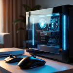 "Upgrade Your Gaming World with Top Gaming Tech Gadgets" "A sleek gaming setup in a modern living room features a state-of-the-art PC with glowing circuitry, a high-end console, and premium accessories, showcasing cutting-edge technology."