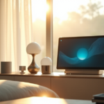 A sleek silver smart home hub surrounded by energy-efficient gadgets in a modern living room with natural light and soft shadows, evoking hope and possibility for a sustainable future featuring top green tech innovations including top 5G connectivity gadgets of 2025.