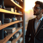 "Max Zypher stands confidently in front of a modern bookshelf filled with cutting-edge smart learning gadgets, conveying expertise and authority."