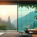 "Unlock Sustainable Tech Solutions: Top Green Gadgets for a Smarter Tomorrow" "A futuristic smart home setup with a sleek solar panel window system, surrounded by eco-friendly gadgets and devices in a serene, misty morning atmosphere."
