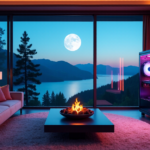"A high-end gaming PC setup in a modern entertainment room with immersive RGB lighting and breathtaking moonlit landscape view, highlighting top-notch gadgets for limitless fun."